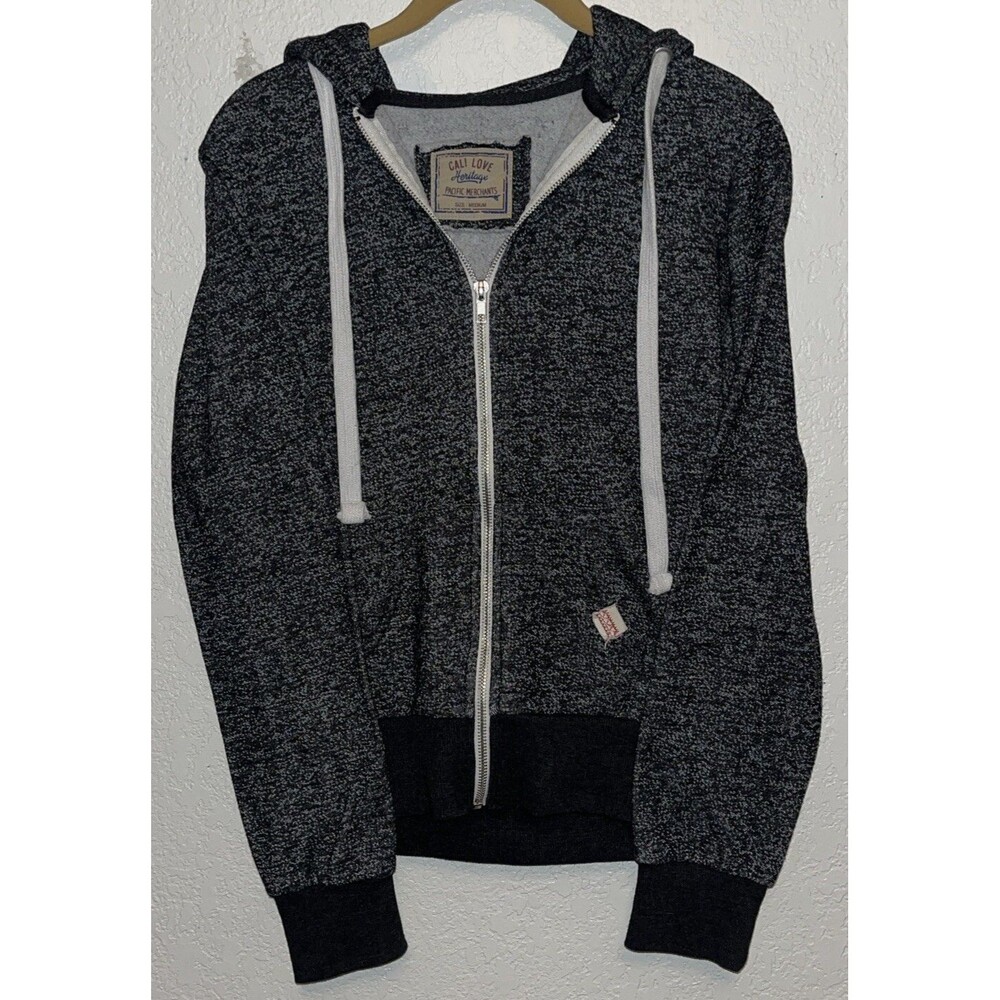 Cali Love Heritage Full Zip Athletic Hooded Sweater Women Sz Med. Heather Gray